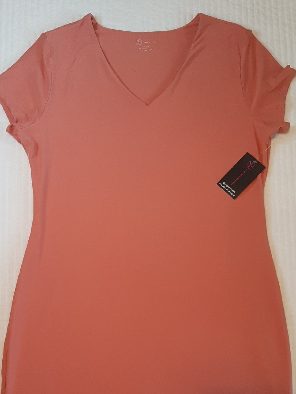 No Boundaries XXL Coral V-Neck Midi Dress Soft Double Layer Fabric